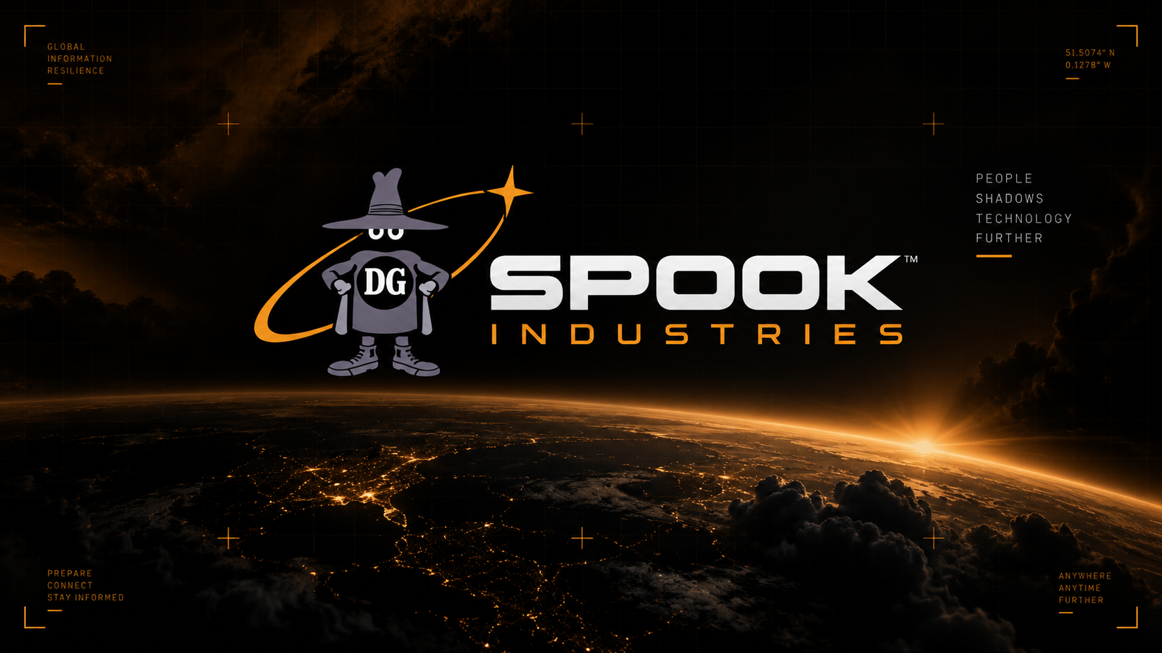 Spook Industries identity above an illuminated Earth horizon